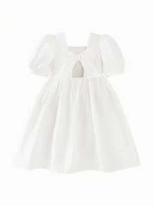 mini bala 青少年女孩连衣裙 夏季泡泡袖 夏季 - 白色 - 查看 5