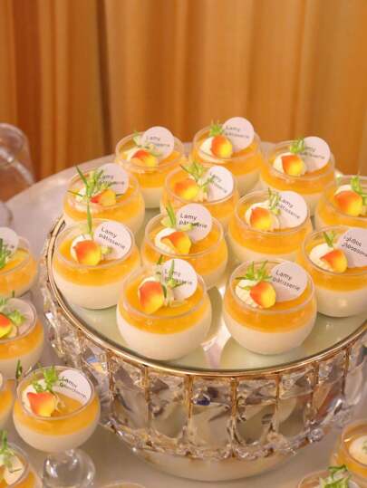 6/10/15/30pcs Round Honey Pot Shaped Pudding Cup, Suitable For Pudding, Cake, Mousse, Desserts, Birthday Party, Wedding, Reusable & Washable