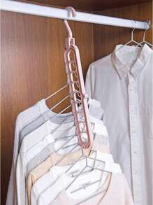 1 móc treo quần áo đa năng 9 lỗ cho tủ quần áo gia đình, móc treo quần áo xoay, giá để đồ, móc treo quần áo ma thuật trang trí trang trí lễ hội trang trí phòng trang trí nhà trang trí trang trí phòng ngủ - Hồng - Xem 2