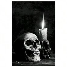 1PC Đậm Giới Học Thuật Nghệ Thuật Đầu Lâu Poster Cho Phòng Khách Trang Trí Nhà Gothic Kinh Dị Hộp Sọ Đen Trắng Vải Bố Tranh Treo Tường nghệ Thuật, Không Gọng - Đen và trắng - Xem 12