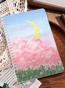 4 件/2 件/1 件 A5 螺旋笔记本，480 页，适合小学生使用的可爱文具，横线日记本，软封面记事本