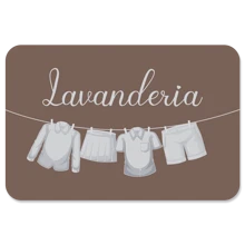 Tapete Avulso Para Lavanderia Decorativo Antiderrapante Roupas no Varal - Marrom - Visão 2