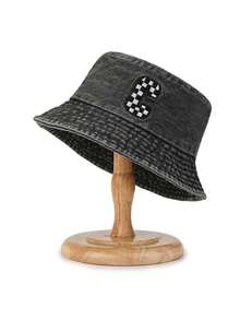 1 Máy Tính Giặt Denim Vintage Chữ & Thêu Trái Tim Nón, Mùa Xuân/Hè Ngoài Trời Thời Trang Mũ Đội - Mũ của ngư dân - Xem 10