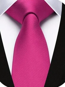 1件純色男士正式領帶，商務正式領帶，婚禮派對使用 (6cm) - 彩色 - 查看 12