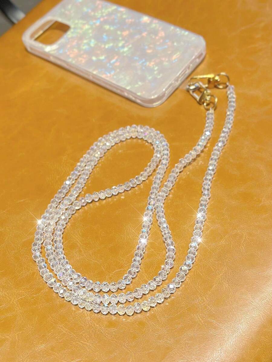 1 pieza Cadena de collar de cuentas de cristal multicolor DIY de 1.2m, compatible con cierre de langosta, apto para funda de teléfono, correa de bolso bandolera, cordón - Regalo ideal para madre, familia, amigos, cumpleaños, festividades, accesorio de teléfono