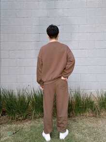 Men Hoodie & Sweatshirt Co-Ords - màu nâu - Xem 2