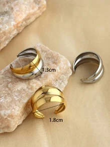 1pc Fashionable Stainless Steel Bicolored Ring Plated With 18K Yellow Gold And Silver, Adjustable Size Open Ring, Suitable For Both Men And Women's Daily And Festival Wear Decoration