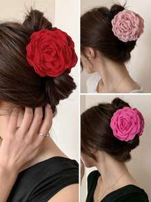 法式浪漫3D玫瑰花发爪夹，优雅发饰，可定制情人节图案，是情人节的理想礼物。这款发爪夹可用作发夹、发卡、发饰、发饰抓夹，适合上学、大学、秋冬季节佩戴，也是度假装扮和情人节礼物的完美之选。 - 彩色 - 查看 6