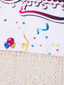 1 Stück Mädchen lässiges Prinzessin Geburtstag Stern Krone T-Shirt aus leichtem Strick mit englischem Muster auf den Kurzarmen - Weiss - Übersicht 6