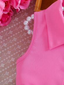 寶寶女孩優雅無袖上衣和裙子套裝，適合夏季外出 - 彩色 - 查看 6