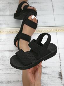 Fashionable Elegant Minimalist Style Women's Classic Thick-Soled Lightweight Sandals For Spring/Summer, With Anti-Slip Design, Black - Black - View 1