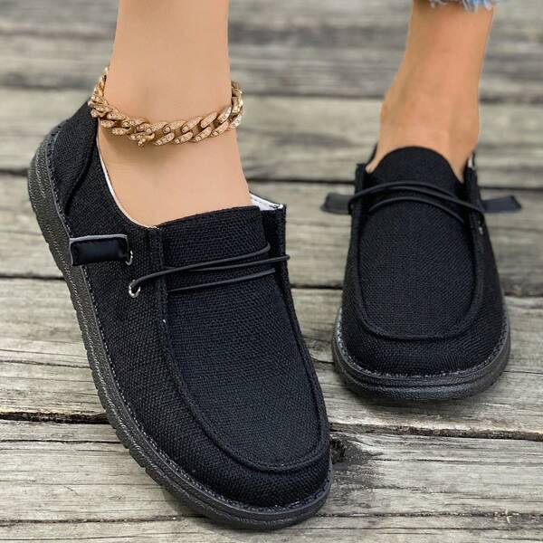 1pair Women's Solid Color Slip-On Sports Shoes, Comfortable And Non-Slip