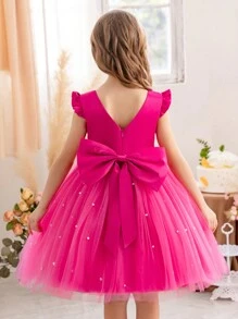 Vestido de princesa con volantes y malla decorativo para niña, adecuado para fiesta de cumpleaños, regalo de San Valentín, baile, regalo de Navidad, fiesta, uso diario casual, actuación con instrumentos musicales, celebración de festivales, actuación en el escenario