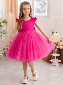 Vestido de princesa con volantes y malla decorativo para niña, adecuado para fiesta de cumpleaños, regalo de San Valentín, baile, regalo de Navidad, fiesta, uso diario casual, actuación con instrumentos musicales, celebración de festivales, actuación en el escenario