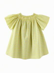 mini bala Girls Short Sleeve Shirt 24 Summer Baby Sweet French Rural Style Soft Children's Top - Green - View 5