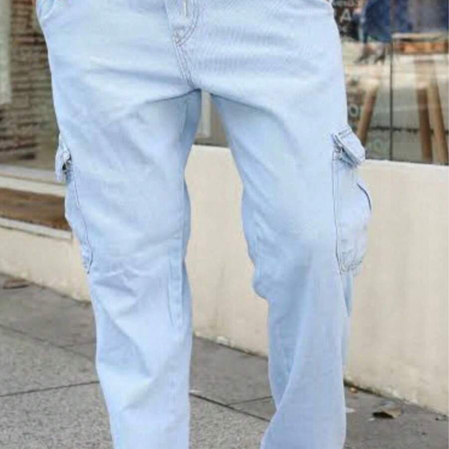Men Jeans - 淺色水洗藍 - 查看 1