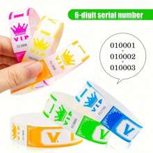 100 piezas Pulseras de neón VIP a prueba de agua para eventos, pulseras de papel VIP, pulseras VIP, pulseras ligeras para fiestas, clubes, parques, conciertos y festivales - Multicolor - Ver 3