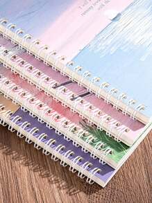 4 件/2 件/1 件 A5 螺旋笔记本，480 页，适合小学生使用的可爱文具，横线日记本，软封面记事本