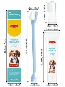 GJYC PET Kit Avanzado De Cuidado Dental Para Mascotas | Contiene Pasta De Dientes, Cepillo De Dientes Y Cepillo De Dedo | Reduce La Placa Y La Acumulación De Sarro | Seguro Para Cachorros, Kit De 3 Piezas, Sabor A Leche