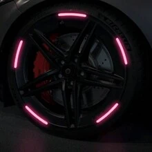 40pcs Car Wheel Hub Reflective Sticker Set, Colorful Night Light Decorative Stripe Sticker, Pink 20pcs+Purple 20pcs - Pink + Purple - View 2