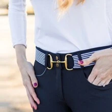 1pc Elastic Belt With Horseshoe Buckle For Equestrian Sports, Daily Wear And Outfits, Elasticity Equestrian Leather Belt With Buckle And Keychain Halloween Summer, School