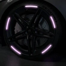 40pcs Car Wheel Hub Reflective Sticker Set, Colorful Night Light Decorative Stripe Sticker, Pink 20pcs+Purple 20pcs - Pink + Purple - View 3