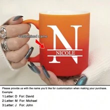 1 件 11 盎司个性化定制字母红黄渐变牛奶杯咖啡杯，陶瓷牛奶杯咖啡杯，节日礼物，家庭、同事、领导、妻子、姐妹、有趣的礼物，独特的情人节礼物，母亲节礼物，父亲节礼物 - Red and yellow gradient - 查看 26
