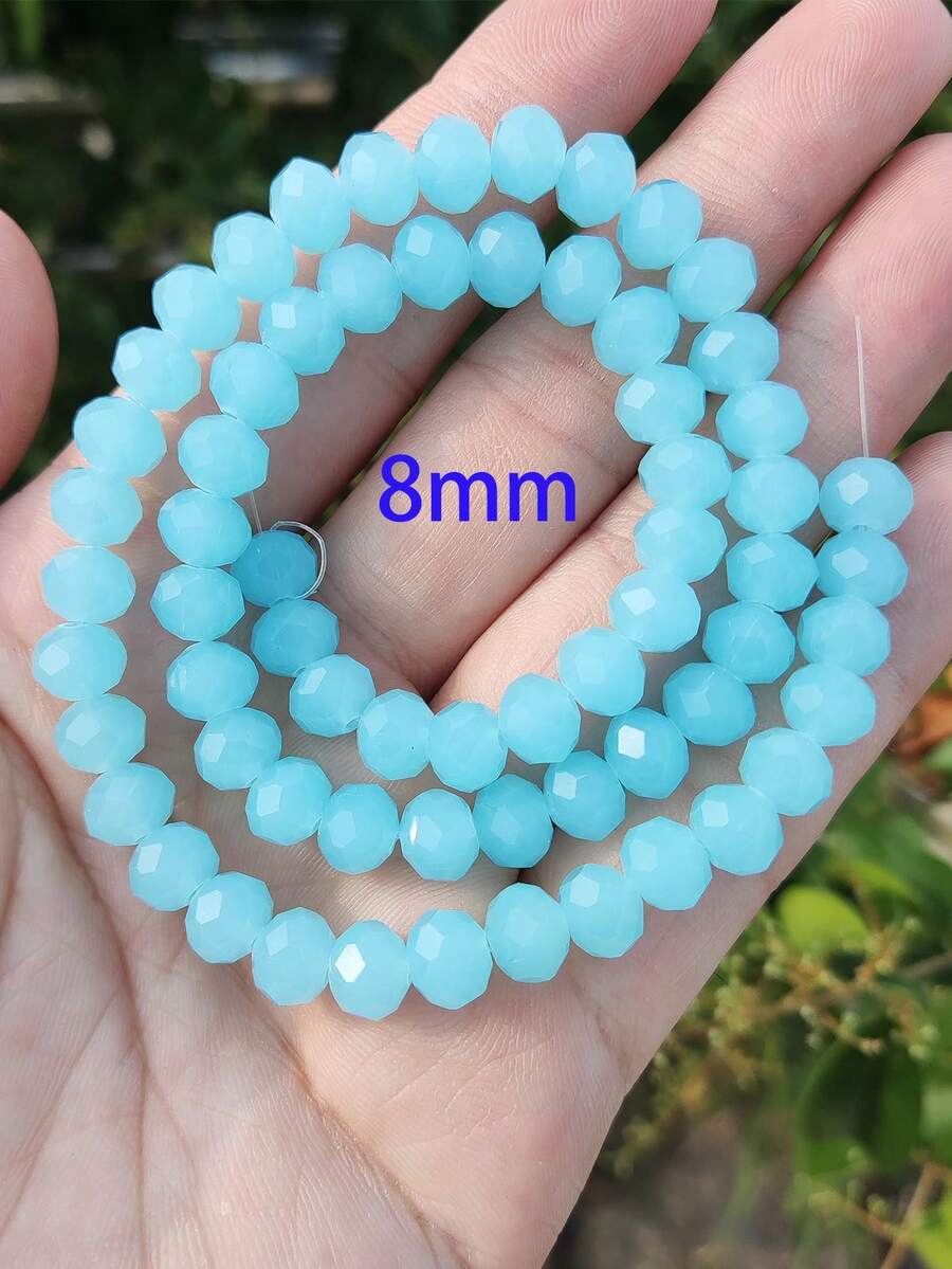 1串蓝色陶瓷玻璃珠/节日珠/奥地利水晶风格玻璃珠/圆形玻璃珠/刻面玻璃珠/玻璃隔珠，适用于耳环/手链/脚链/项链等首饰制作/圣诞树装饰/节日装饰/婚礼装饰/窗户装饰