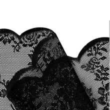 1pc Black Lace Light Filtering Sheer Curtain For Window Covering, Door Curtain Or Small Window Curtain - Black - View 3