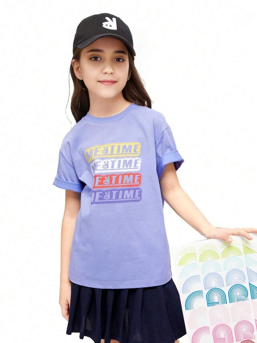 Annil Áo thun nữ mùa hè cổ tròn tay ngắn thời trang năng động mát mẻ hợp thời trang - Màu tím - Xem 1