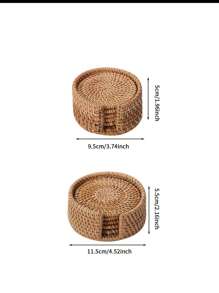 1pc Rattan Cup Pad Coaster Set For Dining Room, Living Room, Kitchen, Suitable For Wedding, Party, Gift, Birthday, Christmas - Brown - View 3
