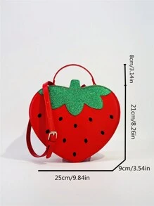 حقيبة معصم أو حقيبة كروس بشكل قلب الفراولة الصغيرة جدیدة الطراز ستریت واي 2k للربیع والصیف، للفتیات المواعدة الرومانسیة، محفظة فراولة صغيرة وجذابة