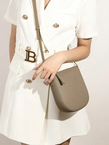 Royal Bagger Mini Crossbody Bag, Genuine Leather Cell Phone Purse, Women's Zipper Saddle Bag