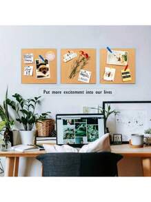 1/2/4/6/8 Pcs 11.8 Inch Square Frameless Soft Cork Bulletin Board With Self-Adhesive Decorative Boards Photo Wall Display Boards - Multicolor - View 9