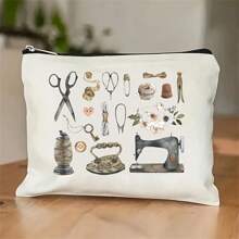 1 pieza Bolsa de maquillaje divertida de costura, regalo de máquina de coser, bolsa con cremallera para herramientas de costura, bolsa de almacenamiento para viajes al aire libre, regalo para amigas mujeres, estuche de belleza, organizador de maquillaje, bolsa de maquillaje de viaje, estuche de maquillaje pequeño, accesorios de maquillaje, bolsa para brochas, contenedor de cosméticos, artículos de viaje, artículos escolares, bolsa de maquillaje, neceseres de vacaciones