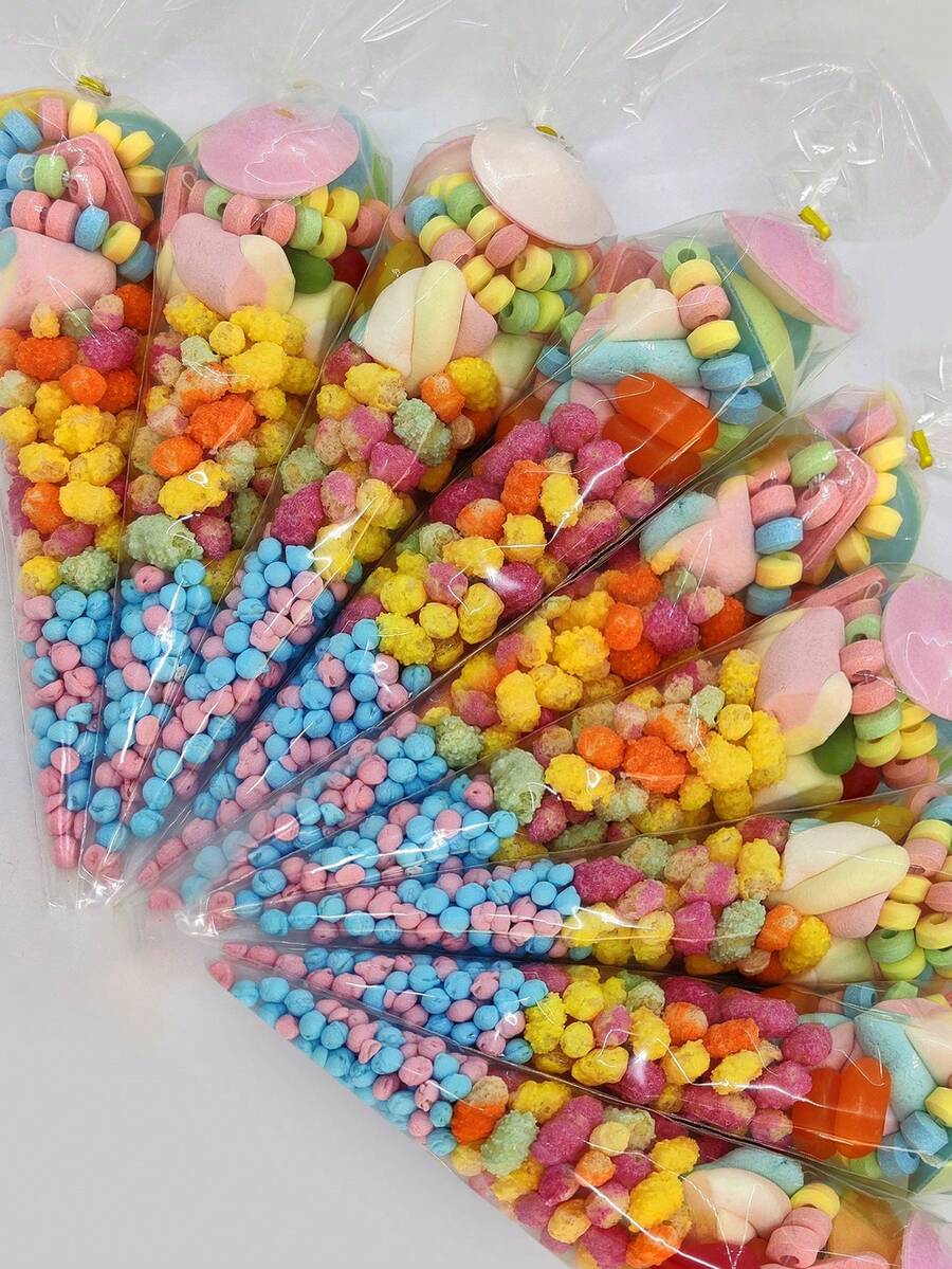 50 piezas de bolsas triangulares transparentes de primera calidad - portadores de celofán para manualidades y golosinas para fiestas, bodas, cumpleaños y días festivos - cristalinas, duraderas y elegantes - transparente - Ver 1