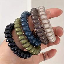 Set de 5 ligas para el cabello en espiral de unicolor, ligas de pelo elásticas, bandas de goma, accesorios de pelo para mujeres - multicolor - Ver 7