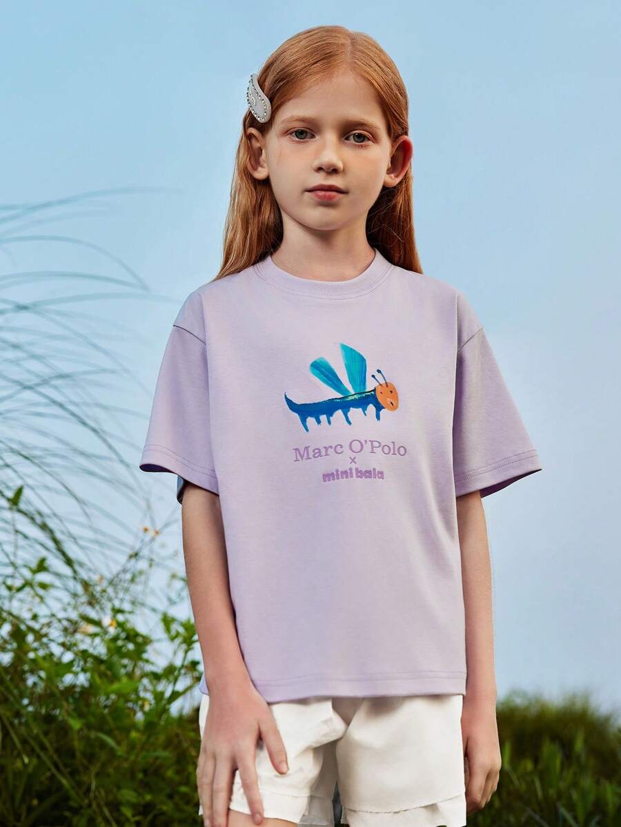 mini bala Young Girls T-Shirt 2024 Summer  Baby Short Sleeve - Purple - View 1