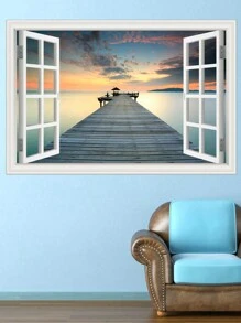 2 片乙烯基贴花自然风景墙贴壁纸可移除城市夜景海滩森林假窗户墙壁海报适用于卧室厨房装饰美学贴纸、墙贴、乙烯基贴花用于家居装饰、春季装饰品让您的家焕然一新、拉玛装饰贴纸礼物生日毕业 - 彩色 - 查看 16