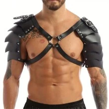 1 Máy Tính Thời Trung Cổ Viking Hiệp Sĩ Da PU Có Thể Điều Chỉnh Hình Chữ X Thân Dây Nịt Ngực, LARP Halloween Áo Giáp Vai, Đảng Cosplay Vai Che Trang Phục - A - Xem 5