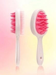 WANMEI 1/2/3件装干湿两用梳子，双齿手柄洗发刷，长柄洗发梳，干湿两用头皮按摩清洁洗发刷，促进头发生长，柔软硅胶头皮清洁刷，干湿两用，返校必备，旅行必备，女士美发配件，梳子