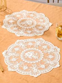 1 件/2 件全新蕾丝刺绣镂空餐桌垫 - 白色 - 查看 14