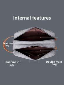 Tùy chỉnh Túi vệ sinh du lịch độc quyền của bạn, Túi lưu trữ mỹ phẩm có khóa kéo di động hai lớp dành cho nữ, Túi trang điểm chống nước, Túi mỹ phẩm tách khô và ướt di động, Túi du lịch đa chức năng, Túi phòng tắm, Quà tặng cho mẹ, bạn gái - Xám - Xem 7