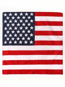 1 件女士时尚国旗图案方巾围巾，美国，返校季，男女通用独立日庆祝节日装饰和装扮万圣节 - 紅白 - 查看 2
