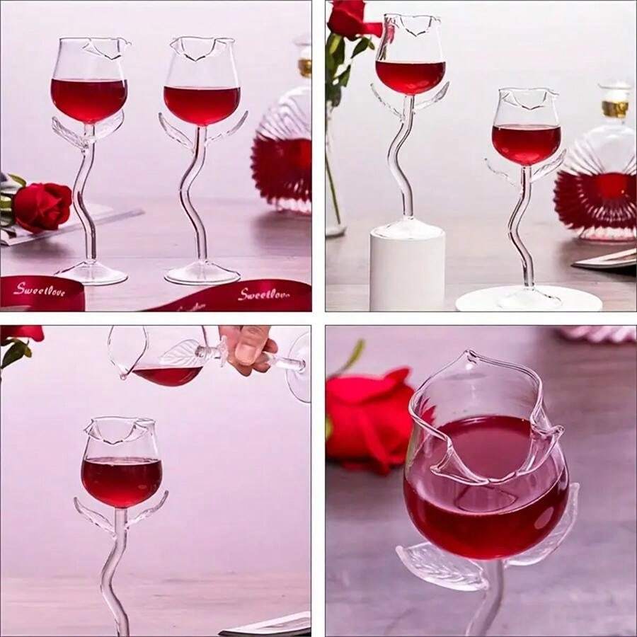 1pcFlower Wine Glass 150ml/5oz Unique Elegant RoseShaped Wine Glass, A Tall Wine Glass
