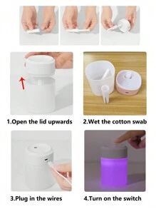 1pc White/Pink USB Powered Mini 200ML Humidifier With Colorful Night Light, Tabletop Decorative Lamp