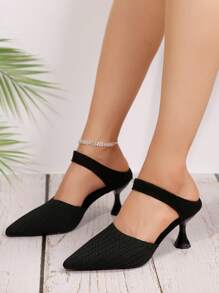 Women's High-Heeled Pointed Sandals, Fashionable Design, Heel Height 7cm/2.7in, Suitable For Business Meetings, Home Leisure, Entertainment Gatherings - Black - View 8