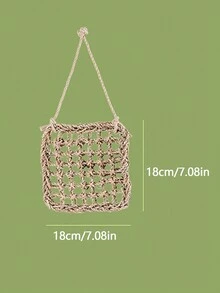 鸚鵡攀爬網，鳥玩具大型鸚鵡梯子搖擺啃咬玩具草編網 - 棕色 - 查看 2