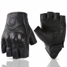 Mùa hè Retro Nửa Ngón tay Đen Da thật Xe máy Găng tay , Không giới tính Kích thước S , Đi xe máy , Hiệp sỹ Bảo vệ Thoáng khí Thiết bị - màu đen - Xem 17