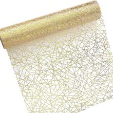 1pc Rectangular Table Runner, 275*28CM, Gold Sequin Shiny Aluminum Foil Mesh Table Runner, Gold Foil Table Center Decor, Suitable For Events, Parties, Birthdays, Weddings, Christmas, New Year, Decorative Tablecloth, Room Decor, Dining Table Decor, Home Decor, Fit For Holidays, Parties, Birthdays, Weddings And Banquets - Gold - View 9